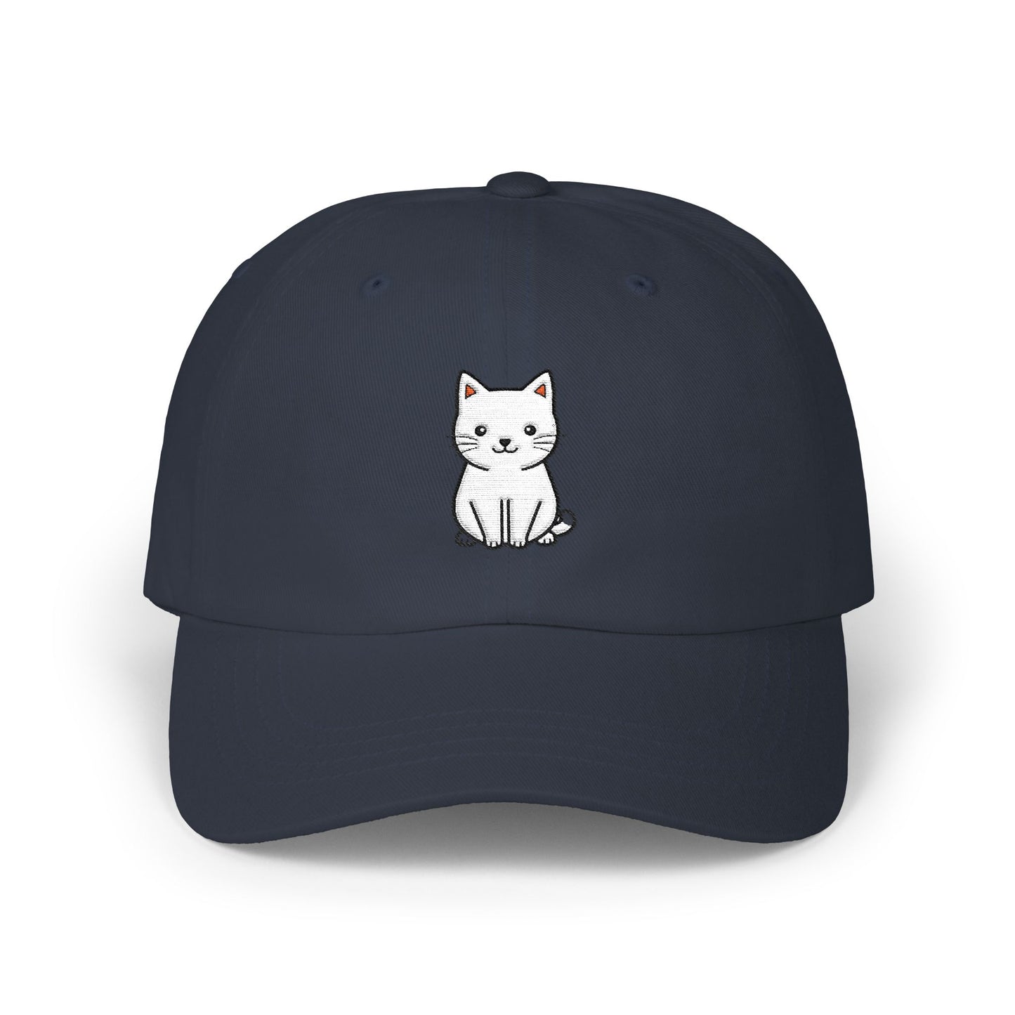 Cute Kitty Embroidered Dad Cap Hats Printify Navy One size