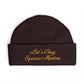 Embroidered Cuff Beanie — "Let's Chug Espresso Martinis" Knit Hat