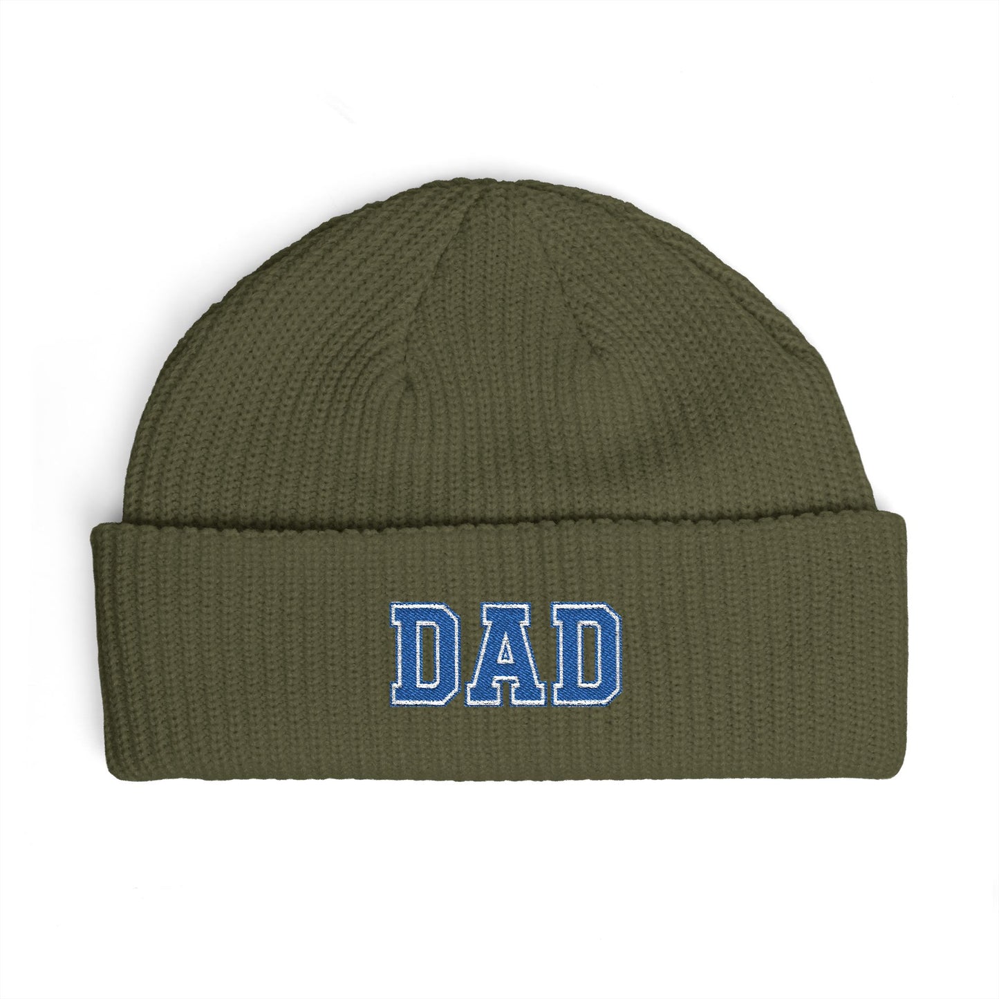 Dad Cuff Beanie — Embroidered Varsity Logo Knit Hat for Fathers, Gift for Dad Hats Printify One size Army