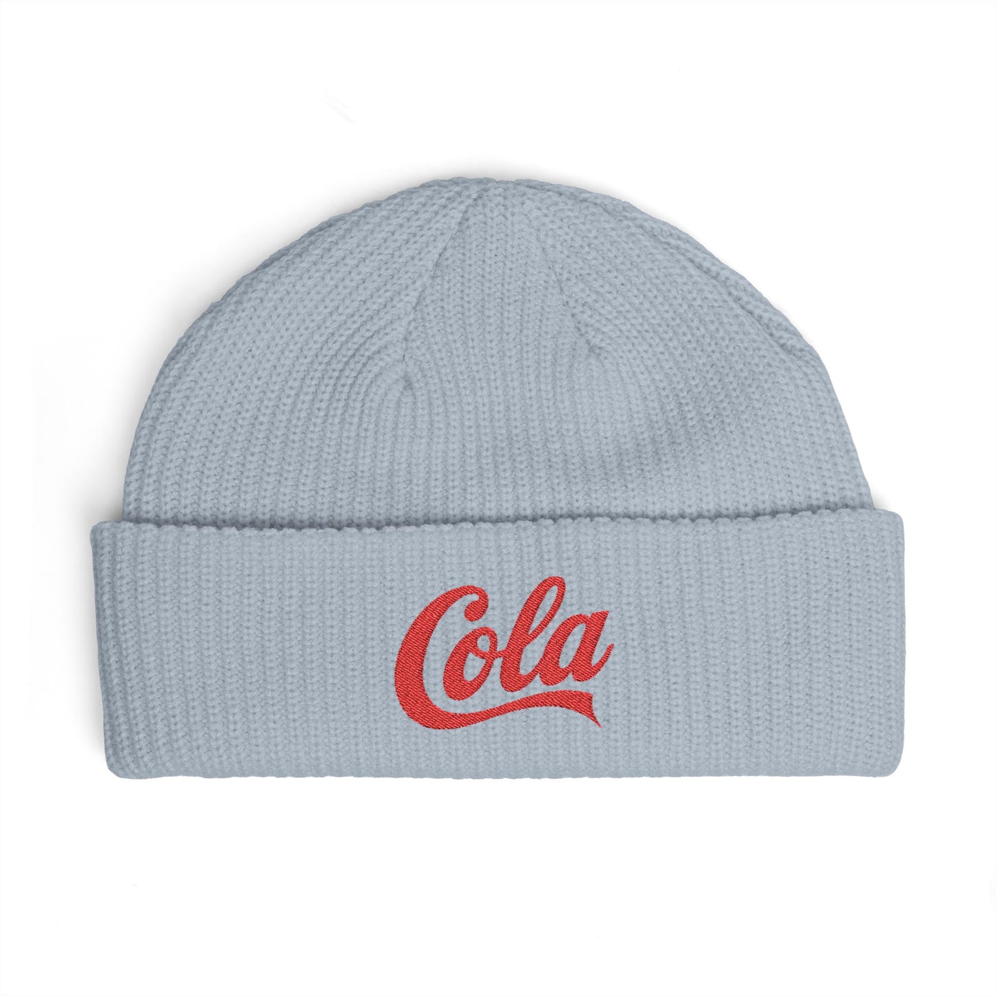 Cola Cuff Beanie — Retro Script Knit Hat Hats Printify One size Powder