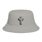 Christian Cross Bucket Hat — Minimal Faith Brown Sun Hat Hats Printify One size Storm