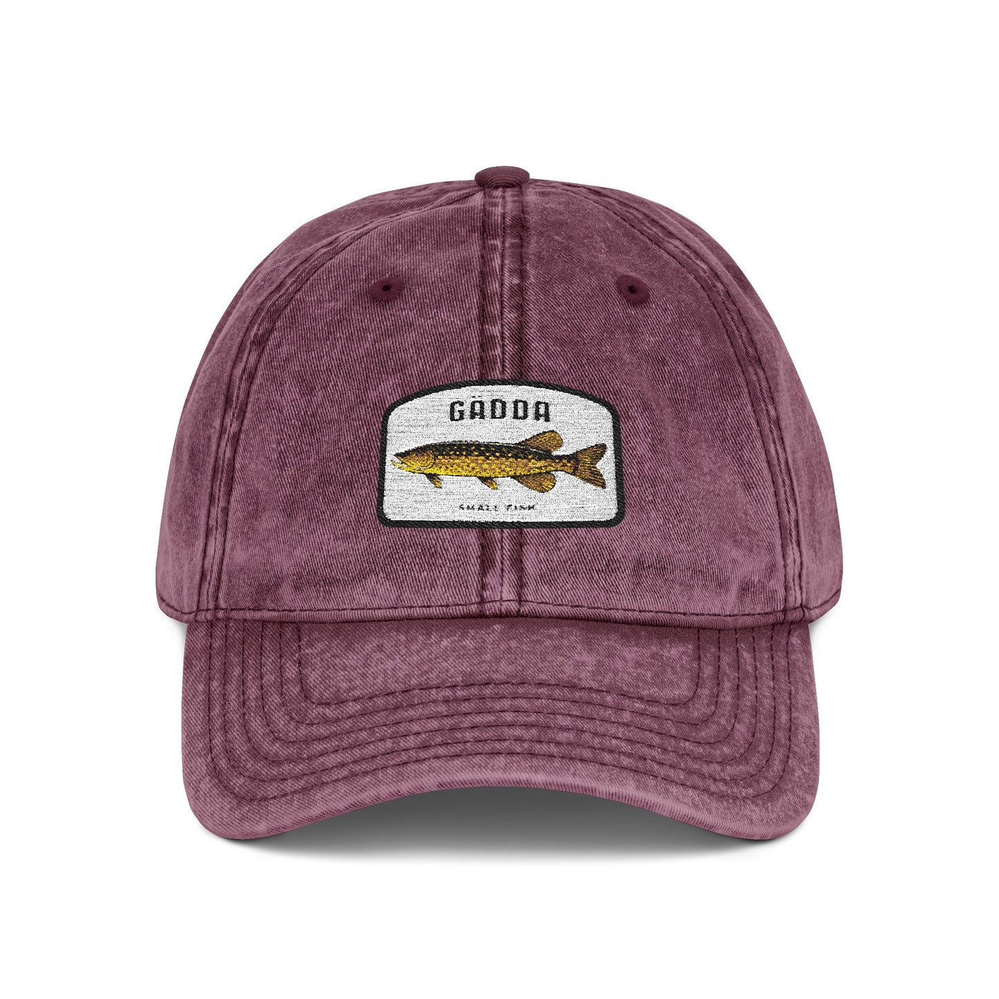 Vintage Fish Embroidered Cap Hats Printify One size Maroon