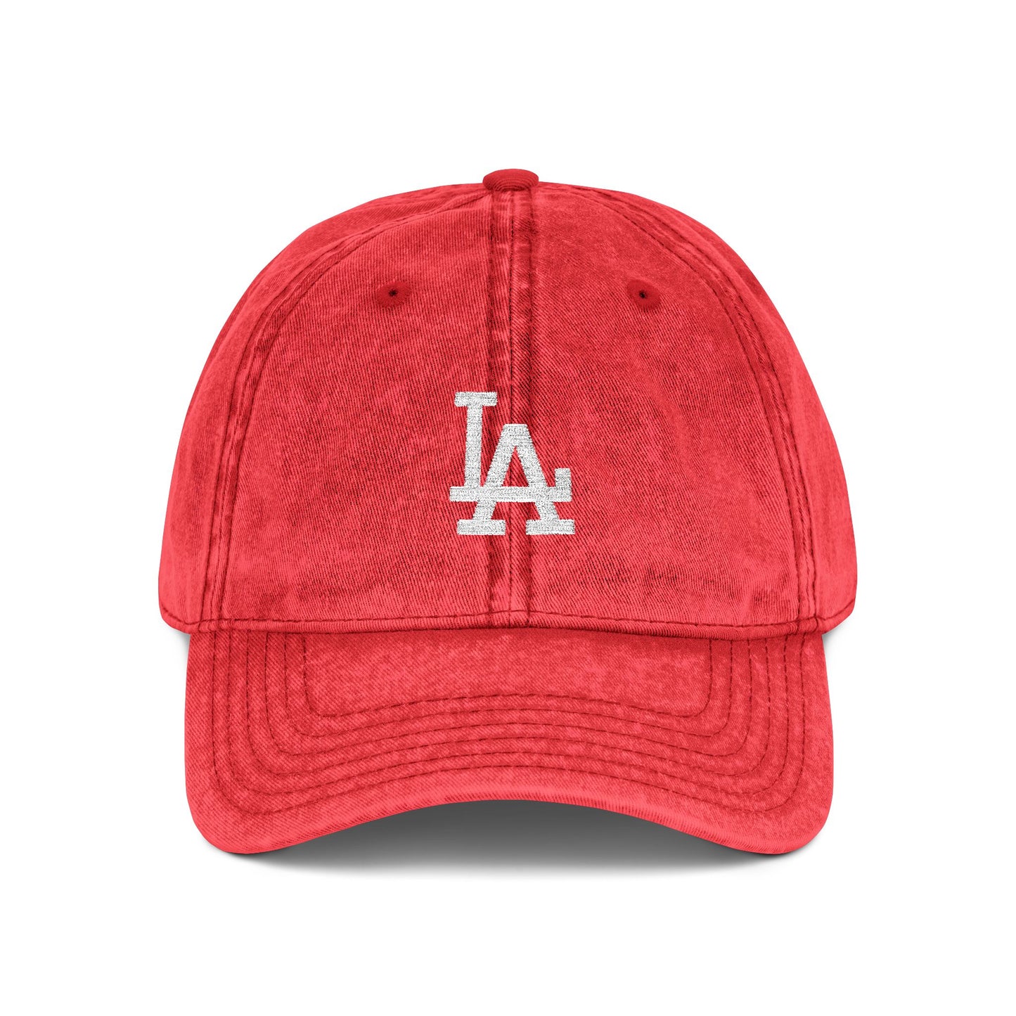 Vintage Embroidered LA Cap — Washed Red Baseball Hat Hats Printify One size Red