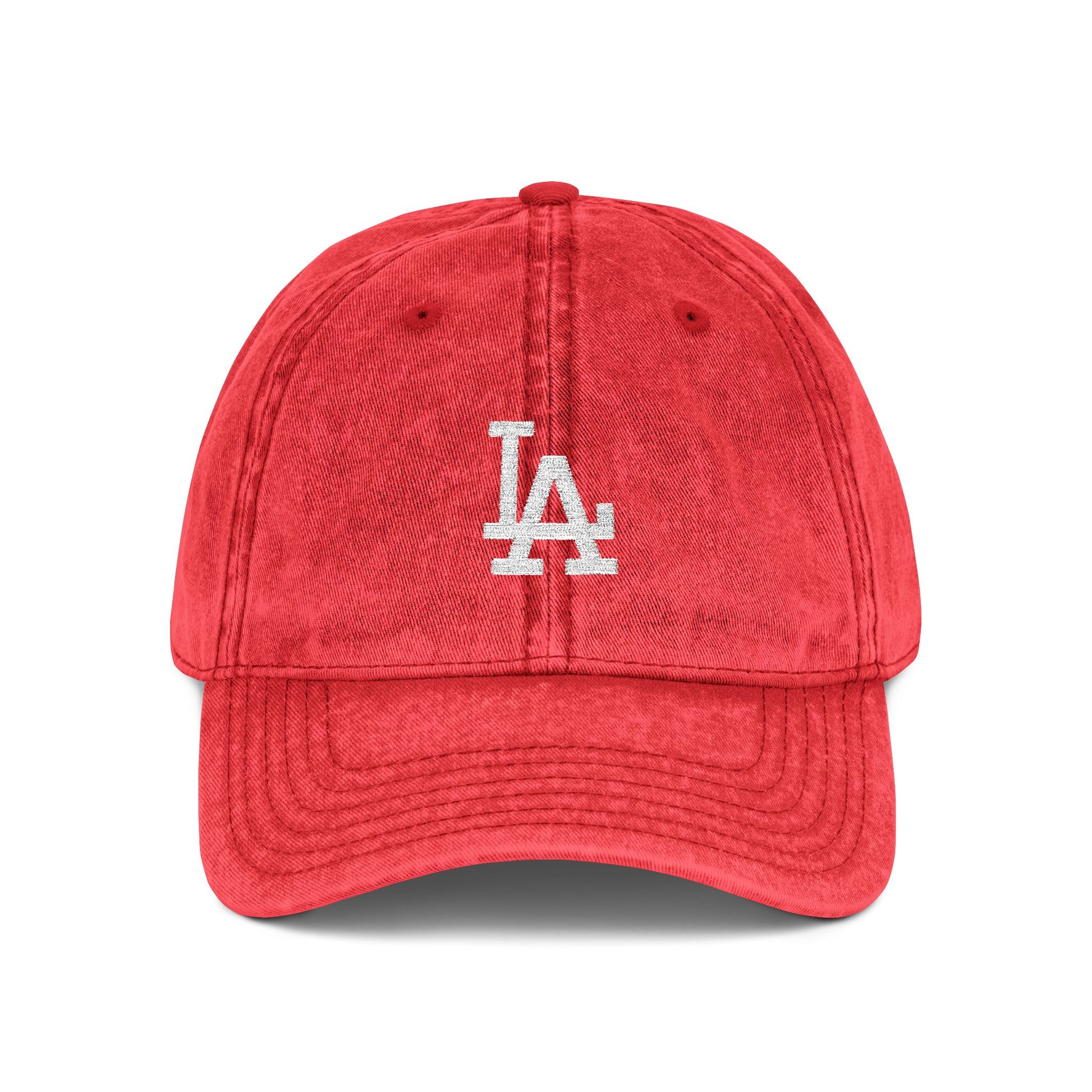 Vintage Embroidered LA Cap — Washed Red Baseball Hat Hats Printify One size Red