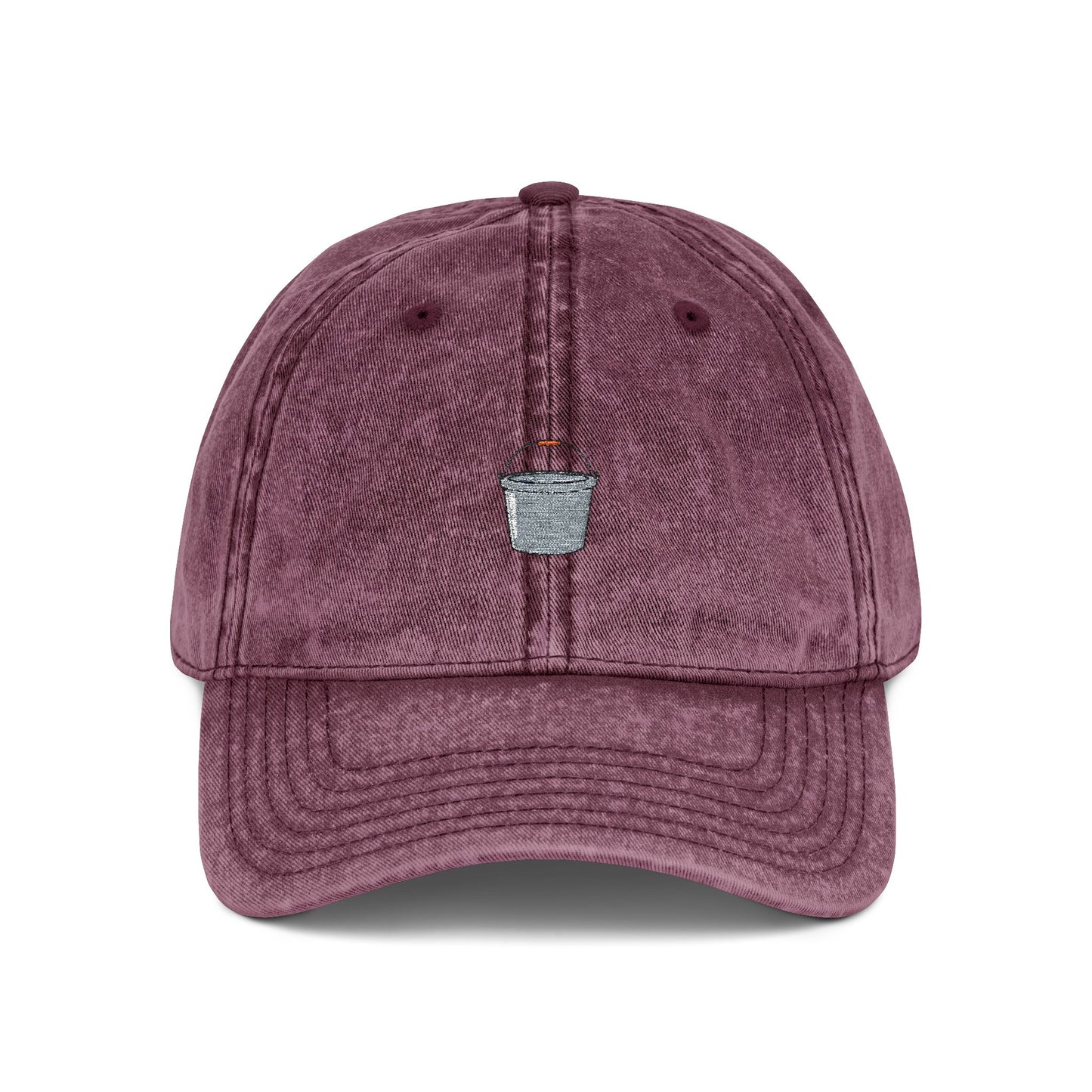Embroidered Vintage Red Cap with Tiny Silver Cup Logo — Distressed Dad Hat Hats Printify One size Maroon