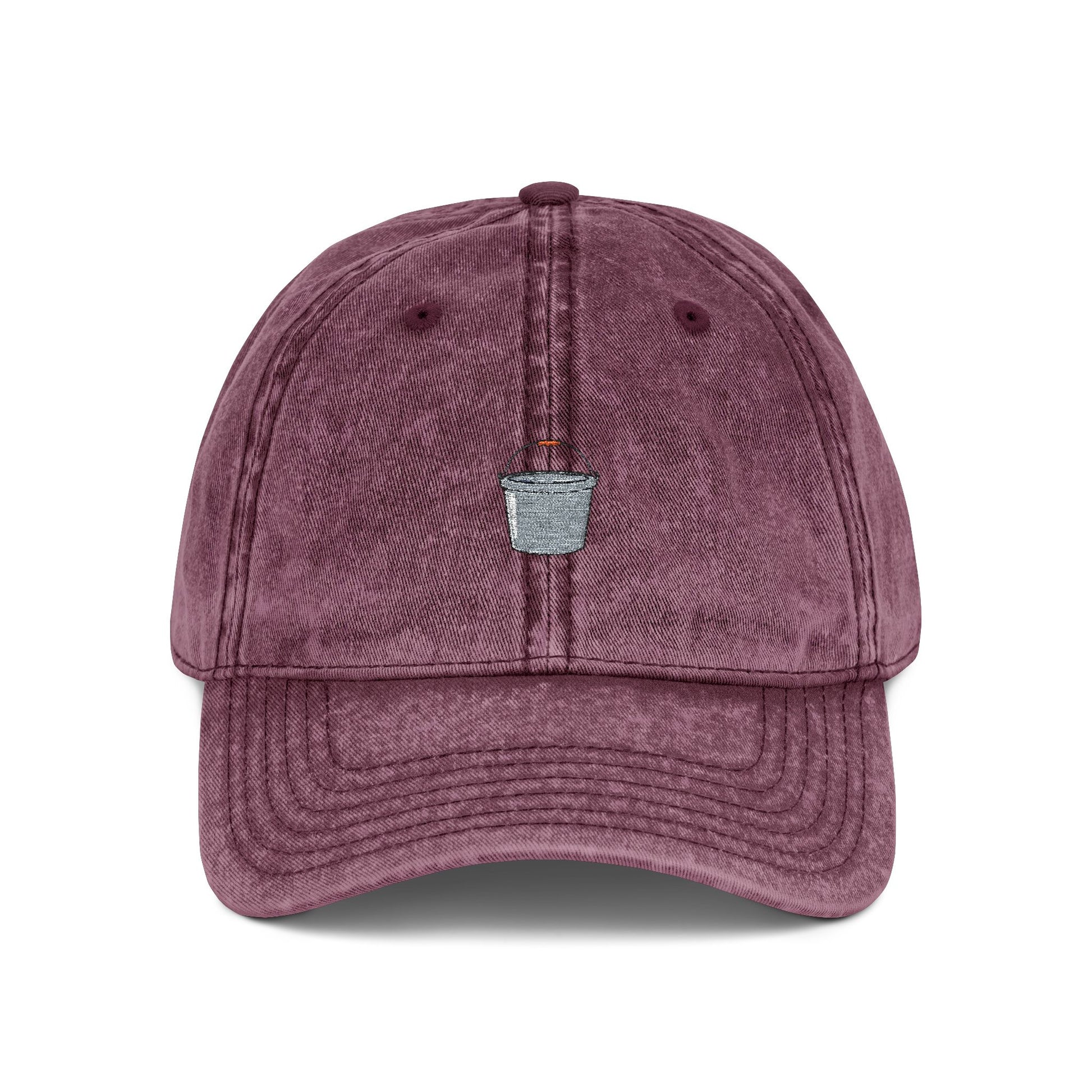 Embroidered Vintage Red Cap with Tiny Silver Cup Logo — Distressed Dad Hat Hats Printify One size Maroon