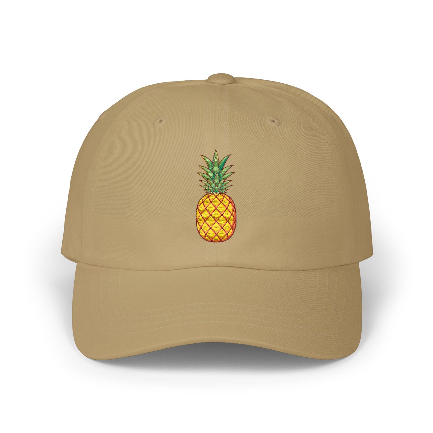 Pineapple Embroidered Dad Cap — Tropical Pineapple Baseball Hat Hats Printify Khaki One size