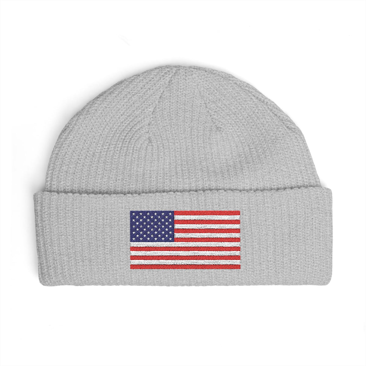 American Flag Cuff Beanie – Embroidered USA Knit Hat Hats Printify One size Athletic Heather