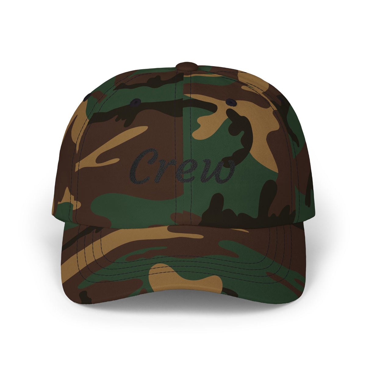 Crew Embroidered Dad Cap - Classic White Adjustable Baseball Hat Hats Printify Green Camo One size