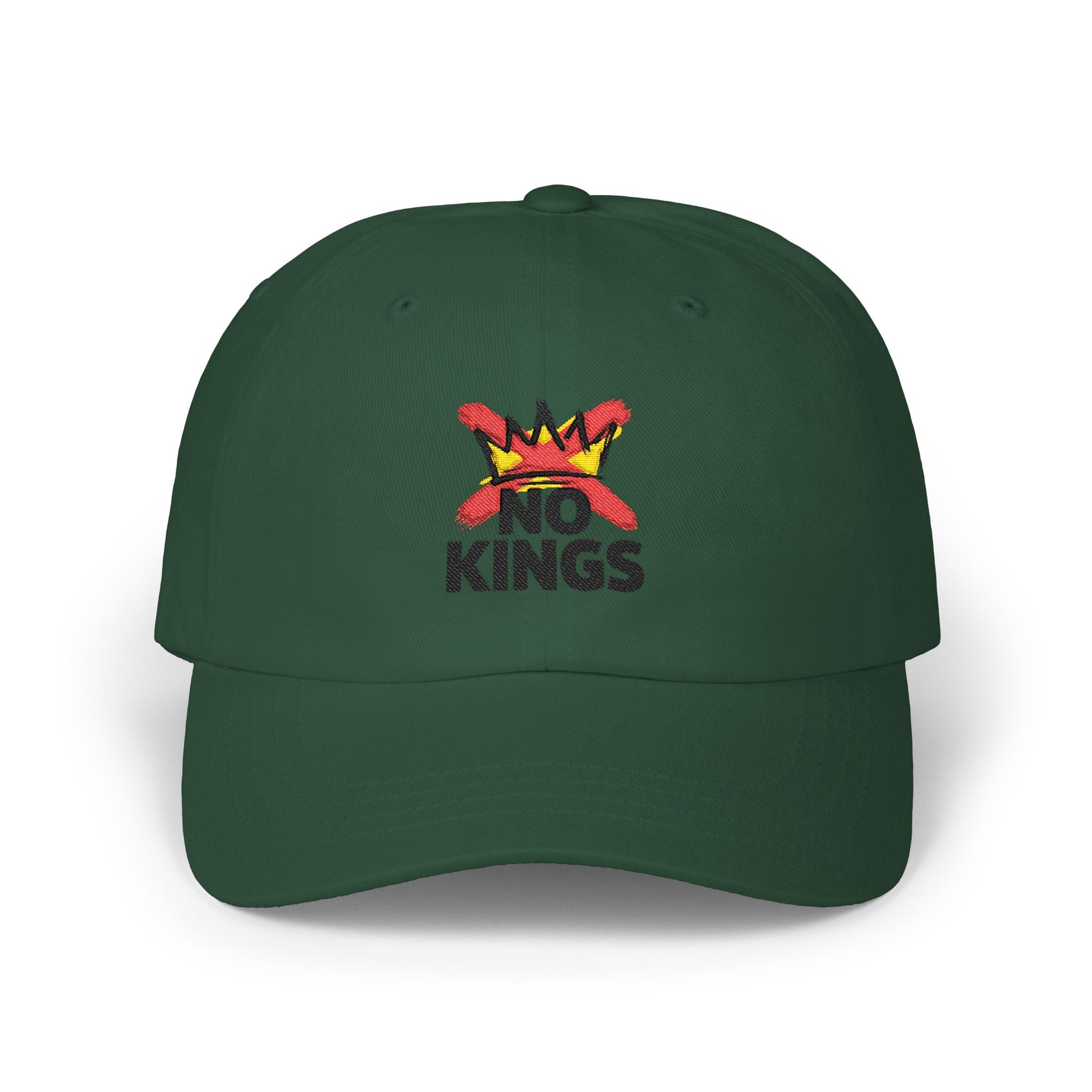 No Kings Embroidered Dad Cap — Casual White Baseball Hat Hats Printify Spruce One size