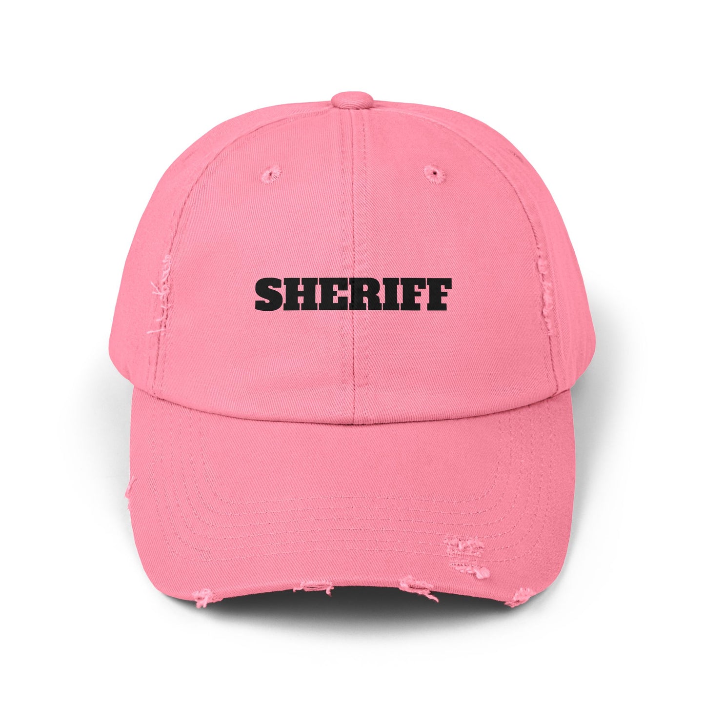 Sheriff Distressed Dad Hat — Vintage Western Sheriff Cap Hats Printify True Pink One size