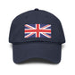 Washed Cotton Baseball Cap with Distressed Union Jack Patch Hats Printify One size Navy