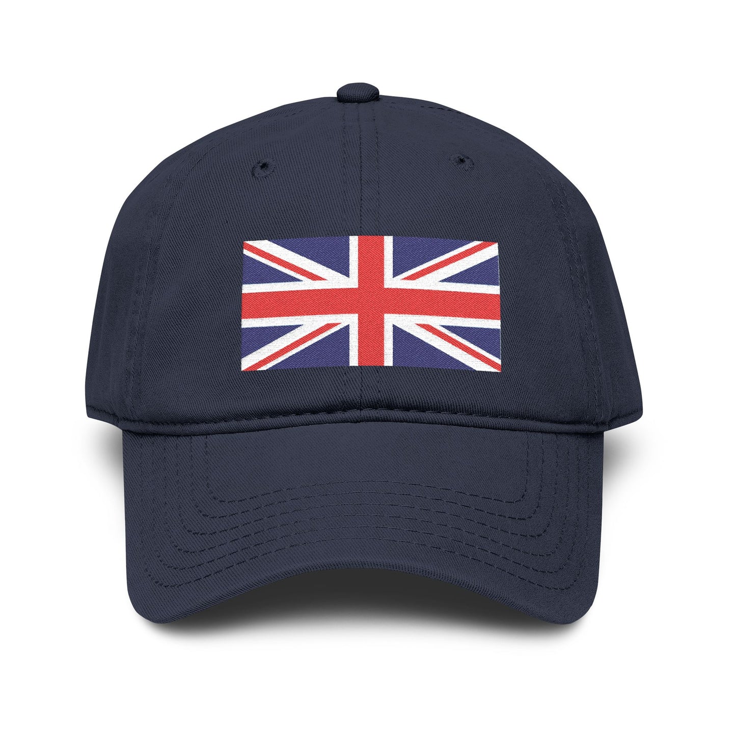Washed Cotton Baseball Cap with Distressed Union Jack Patch Hats Printify One size Navy