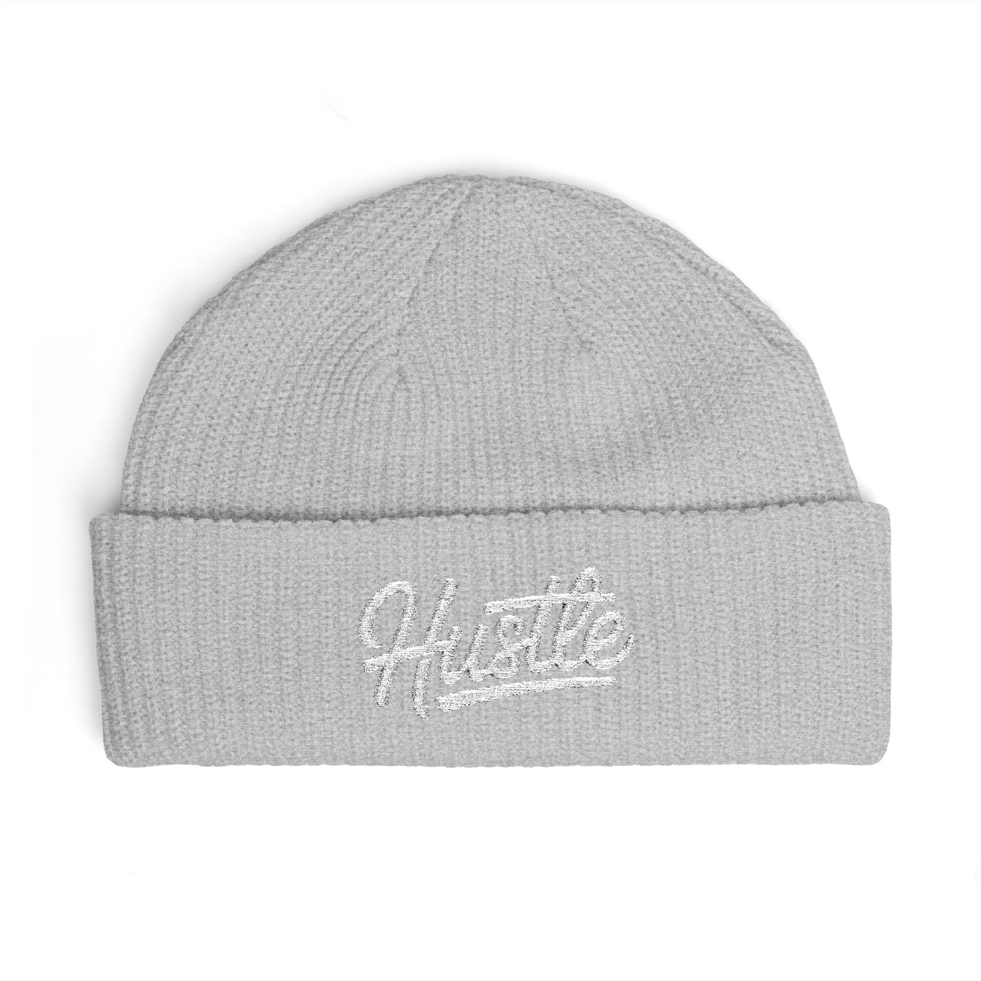 Hustle Cuff Beanie – Embroidered Knit Winter Hat Hats Printify One size Athletic Heather