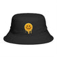 Smiley Drip Bucket Hat — Retro Melted Smile Face Sun Hat Hats Printify One size Black