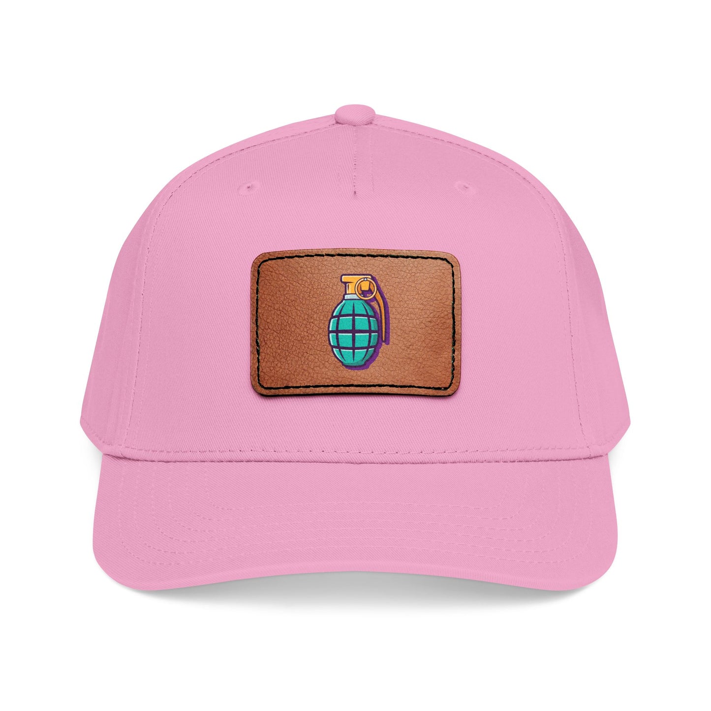 Leather Patch Baseball Cap — Retro Grenade Patch Hat