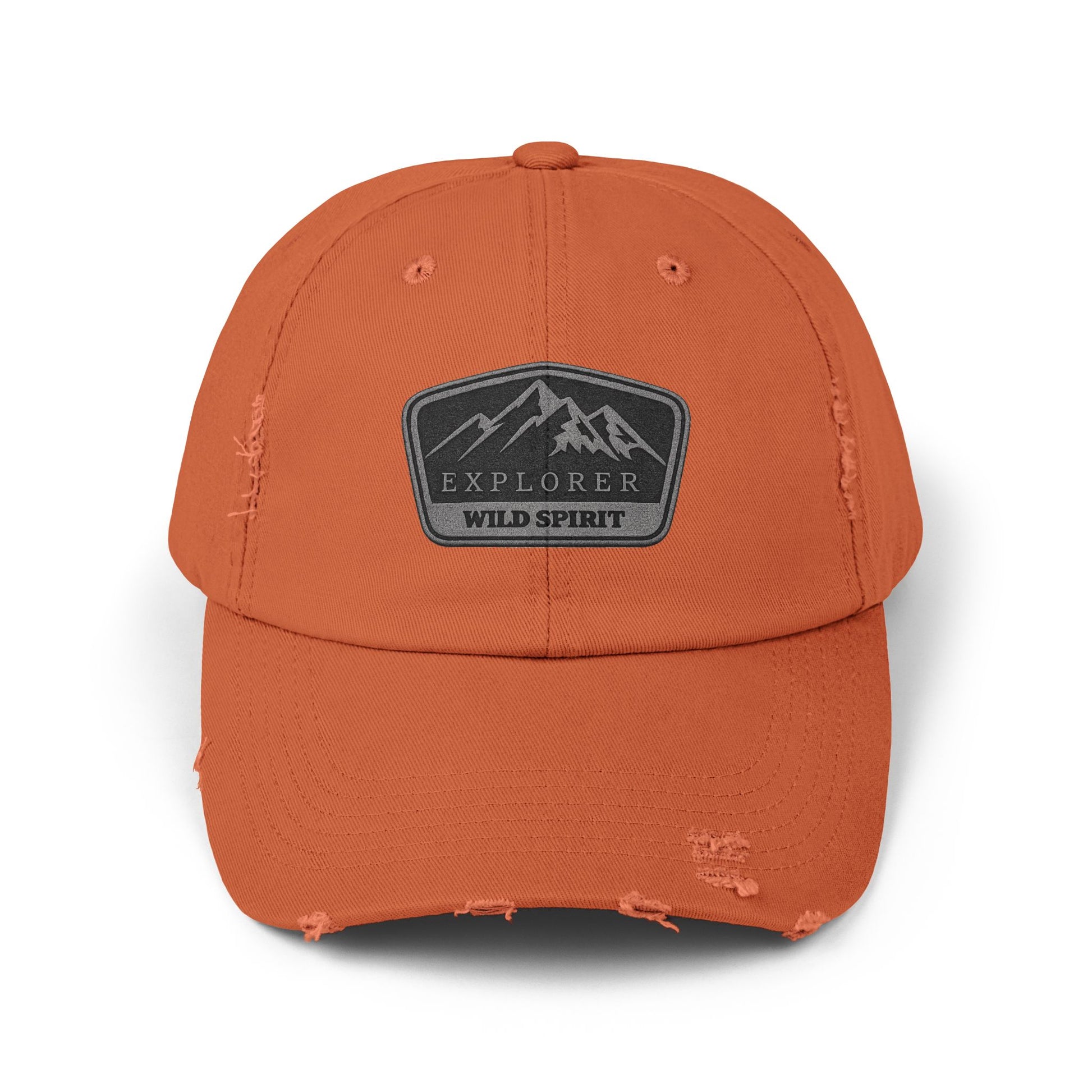 Explorer Wild Spirit Distressed Cap — Mountain Outdoors Dad Hat Hats Printify Burnt Orange One size