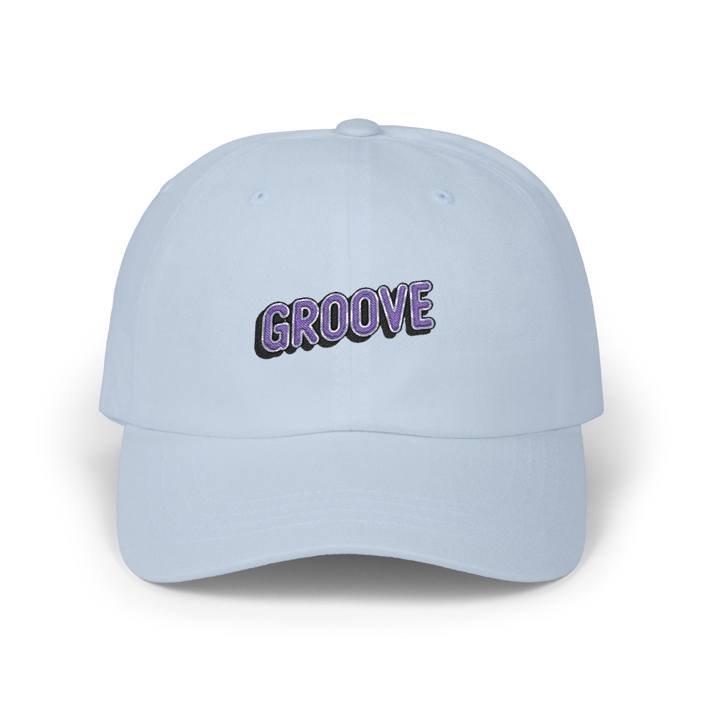Groove Embroidered Dad Cap – Retro Purple 90s Vibe Adjustable Hat Hats Printify Light Blue One size