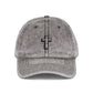 Vintage Embroidered Cross Cap — Distressed Red Dad Hat Hats Printify One size Charcoal Grey
