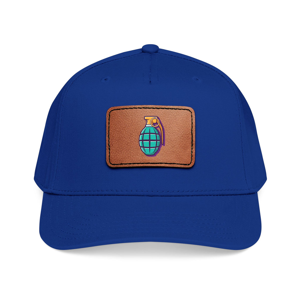 Leather Patch Baseball Cap — Retro Grenade Patch Hat