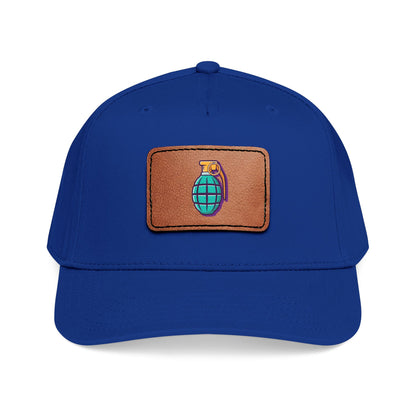Leather Patch Baseball Cap — Retro Grenade Patch Hat