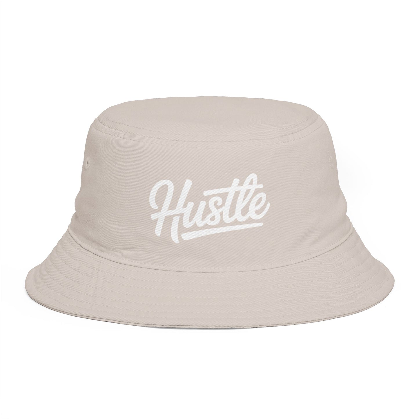 Hustle Embroidered Bucket Hat — Retro Script Streetwear Cap Hats Printify One size Bone