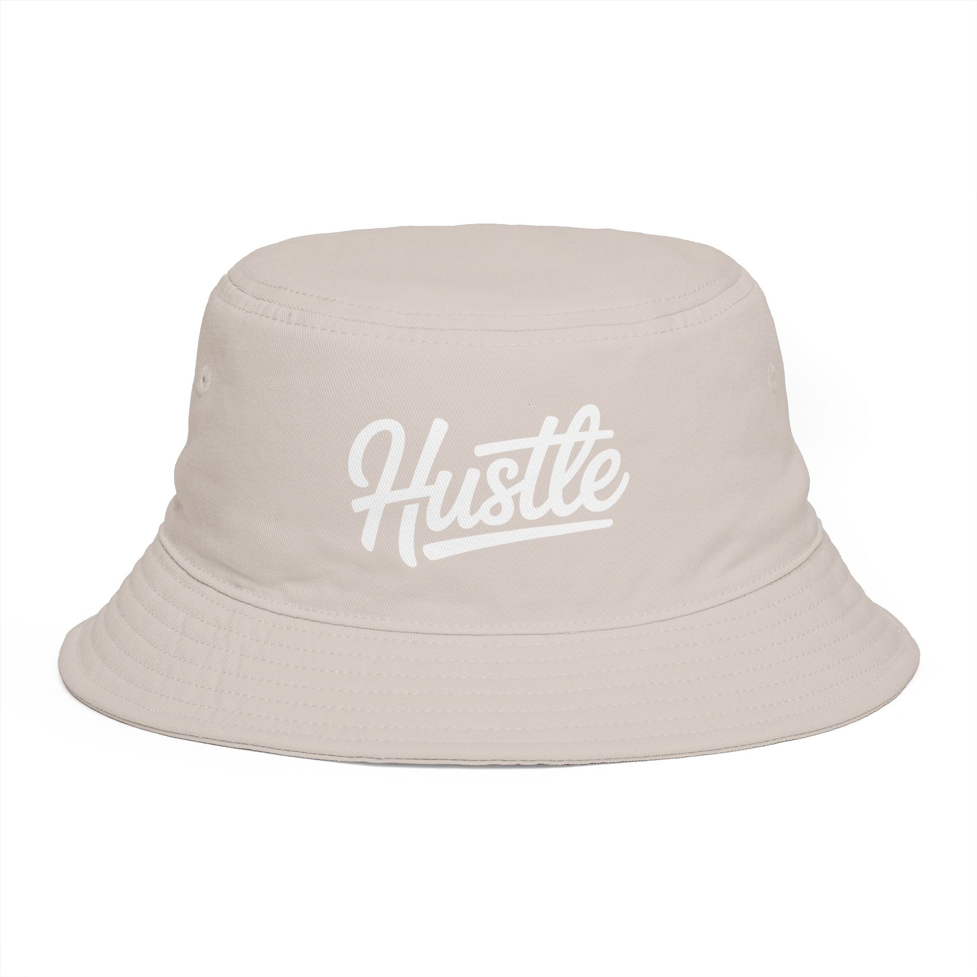 Hustle Embroidered Bucket Hat — Retro Script Streetwear Cap Hats Printify One size Bone