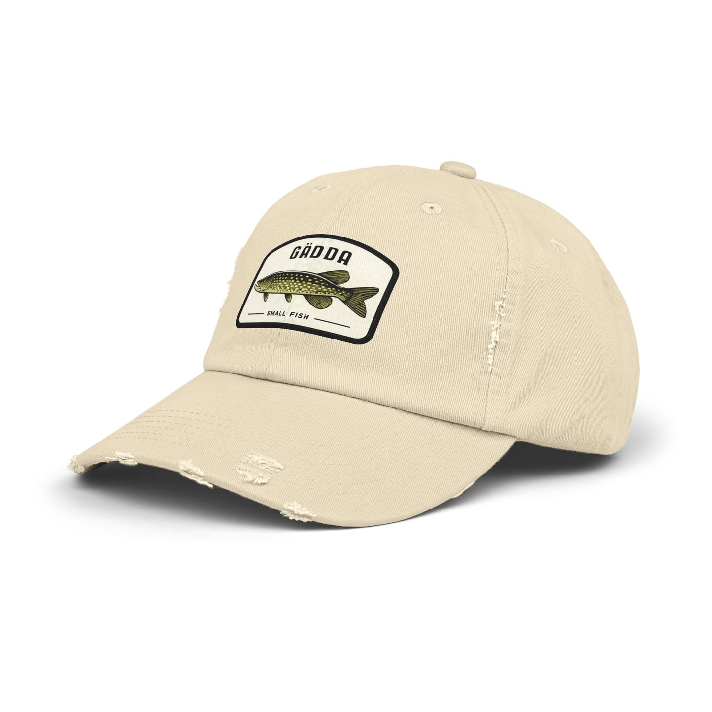 Fishing Hat – 'Gädda' Pike Patch Distressed Cap Hats Printify