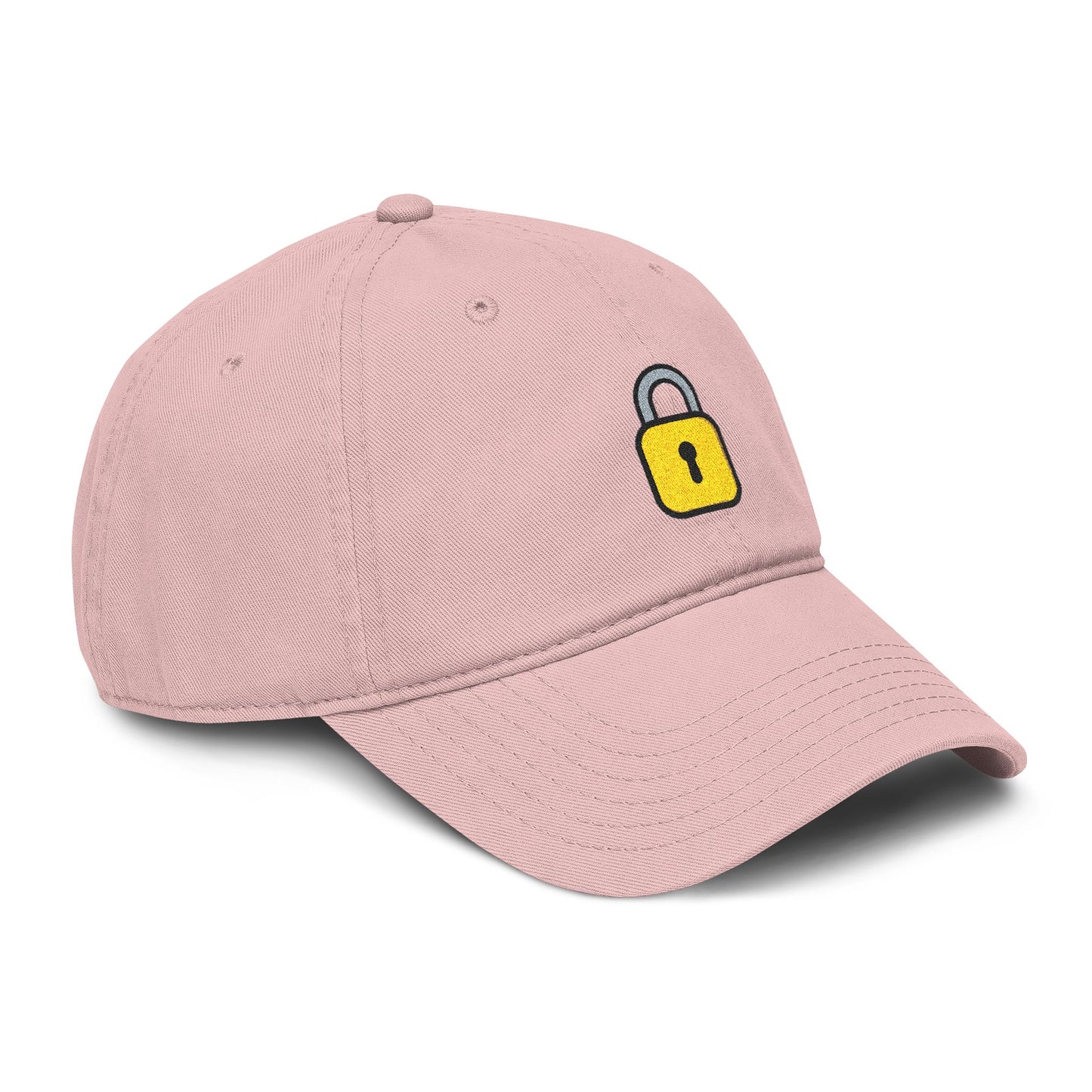 Embroidered Yellow Padlock Baseball Cap — Washed Cotton Dad Hat