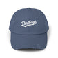 Dirtbags Distressed Baseball Cap — Vintage Script Embroidered Hat Hats Printify Scotland Blue One size