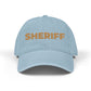 Embroidered 'SHRIFF' Denim Hat — Retro Floral Lettering Baseball Cap Hats Printify One size Light Blue