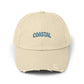 Coastal Distressed Baseball Cap — Vintage Ocean Graphic Hat Hats Printify Stone One size