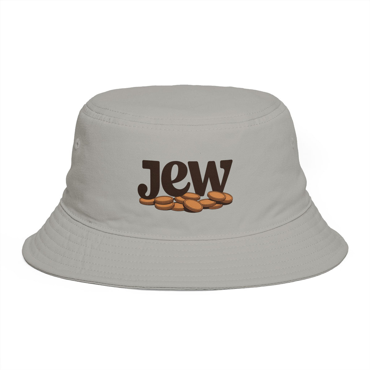 Bucket Hat — 'Jew' Logo with Bagels Embroidery | Retro Jewish Food Pride Cap Hats Printify One size Storm