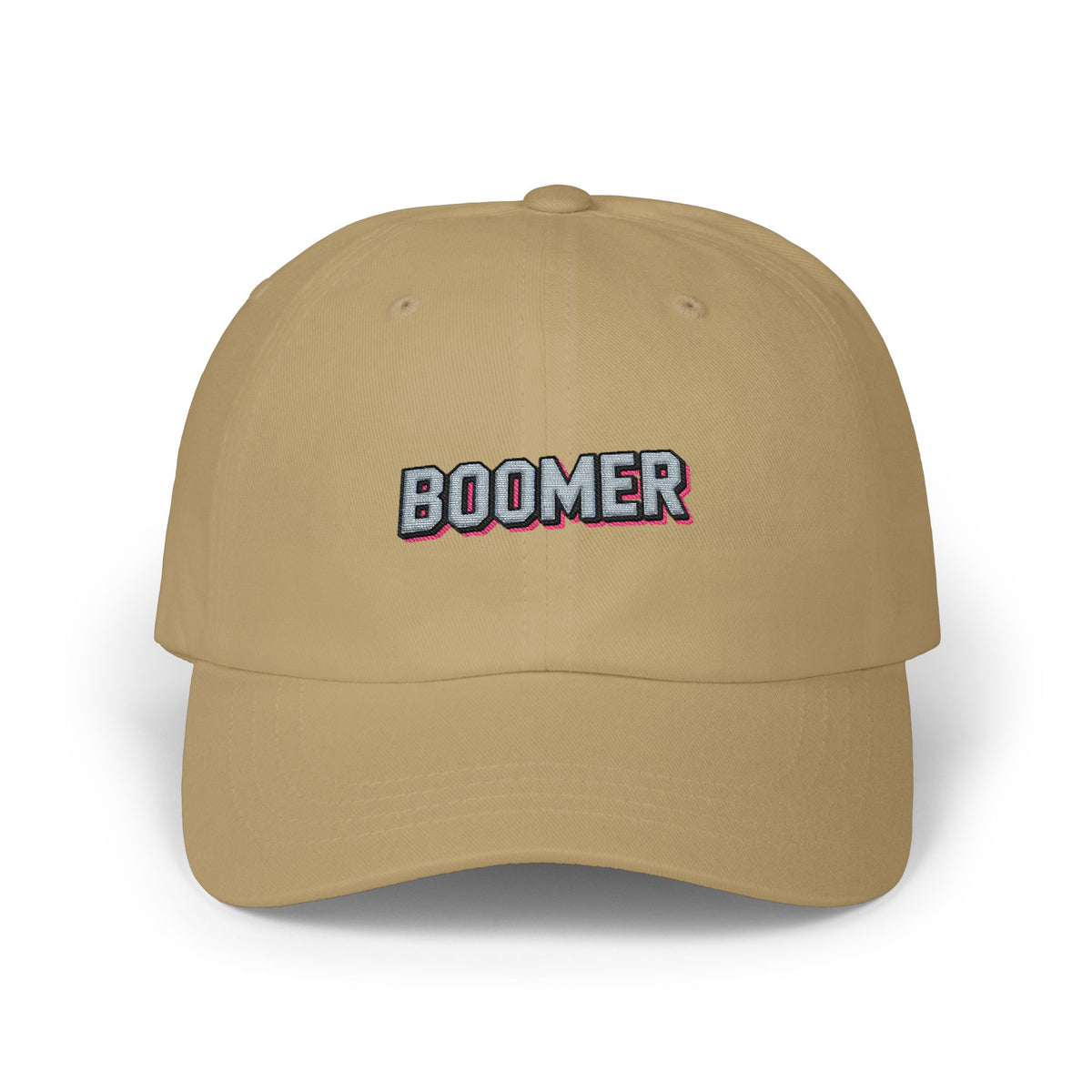 Boomer Embroidered Dad Cap – Retro Patch Baseball Hat Hats Printify Khaki One size