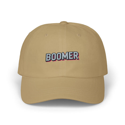 Boomer Embroidered Dad Cap – Retro Patch Baseball Hat Hats Printify Khaki One size
