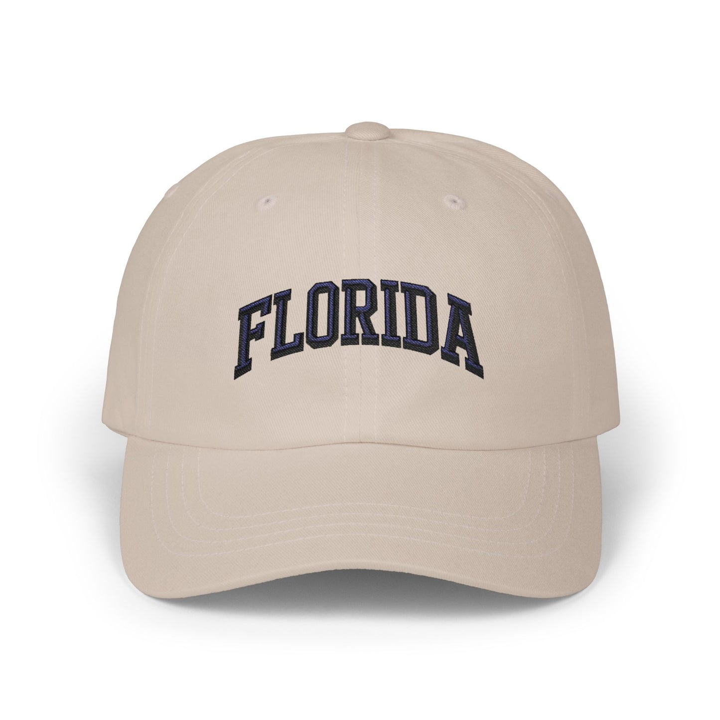 Florida Embroidered Dad Cap — Classic White Baseball Hat Hats Printify Stone One size