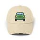 Distressed Cap — Retro Green Car Graphic Hat Hats Printify Stone One size