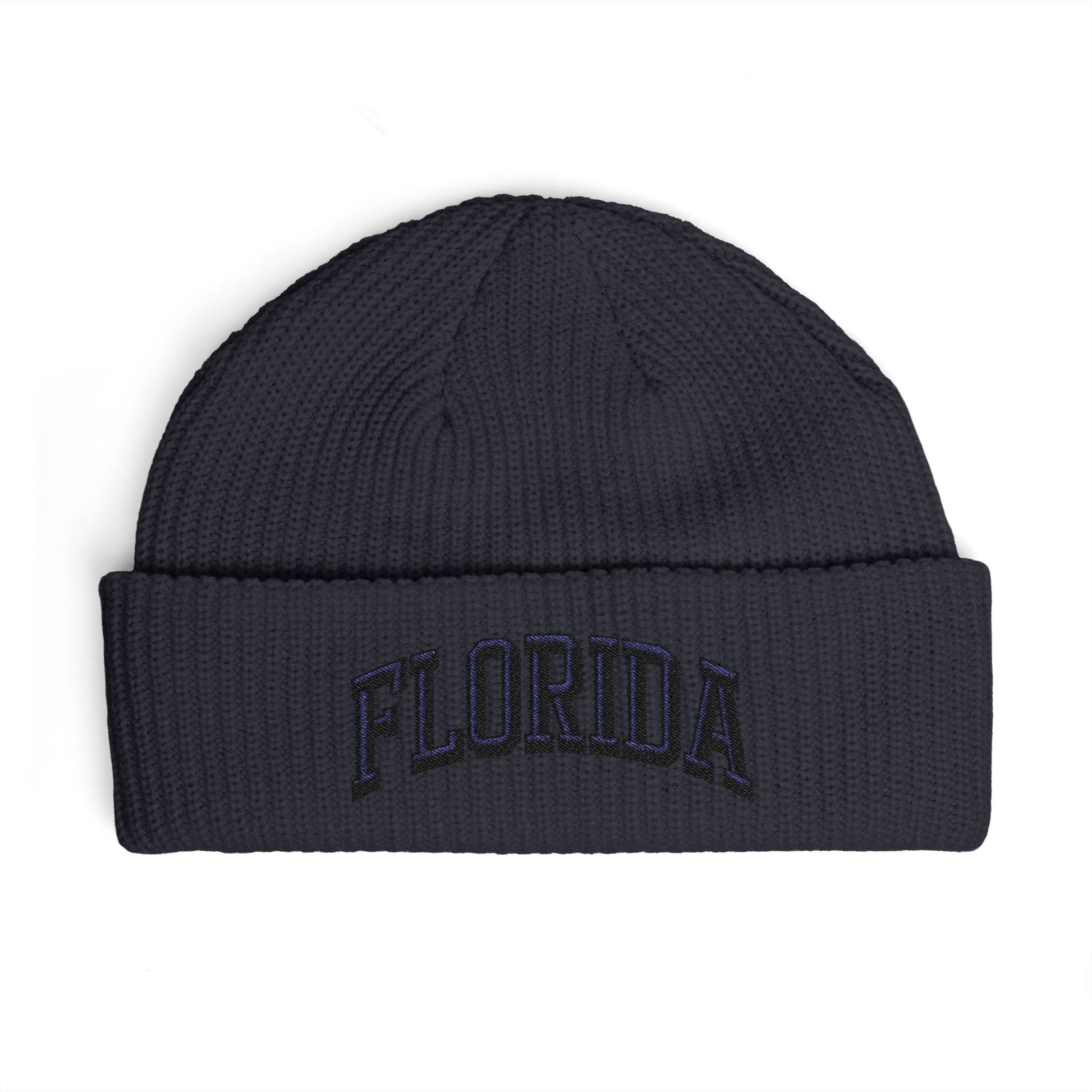 Florida Cuff Beanie - Embroidered Collegiate Knit Hat Hats Printify One size Navy
