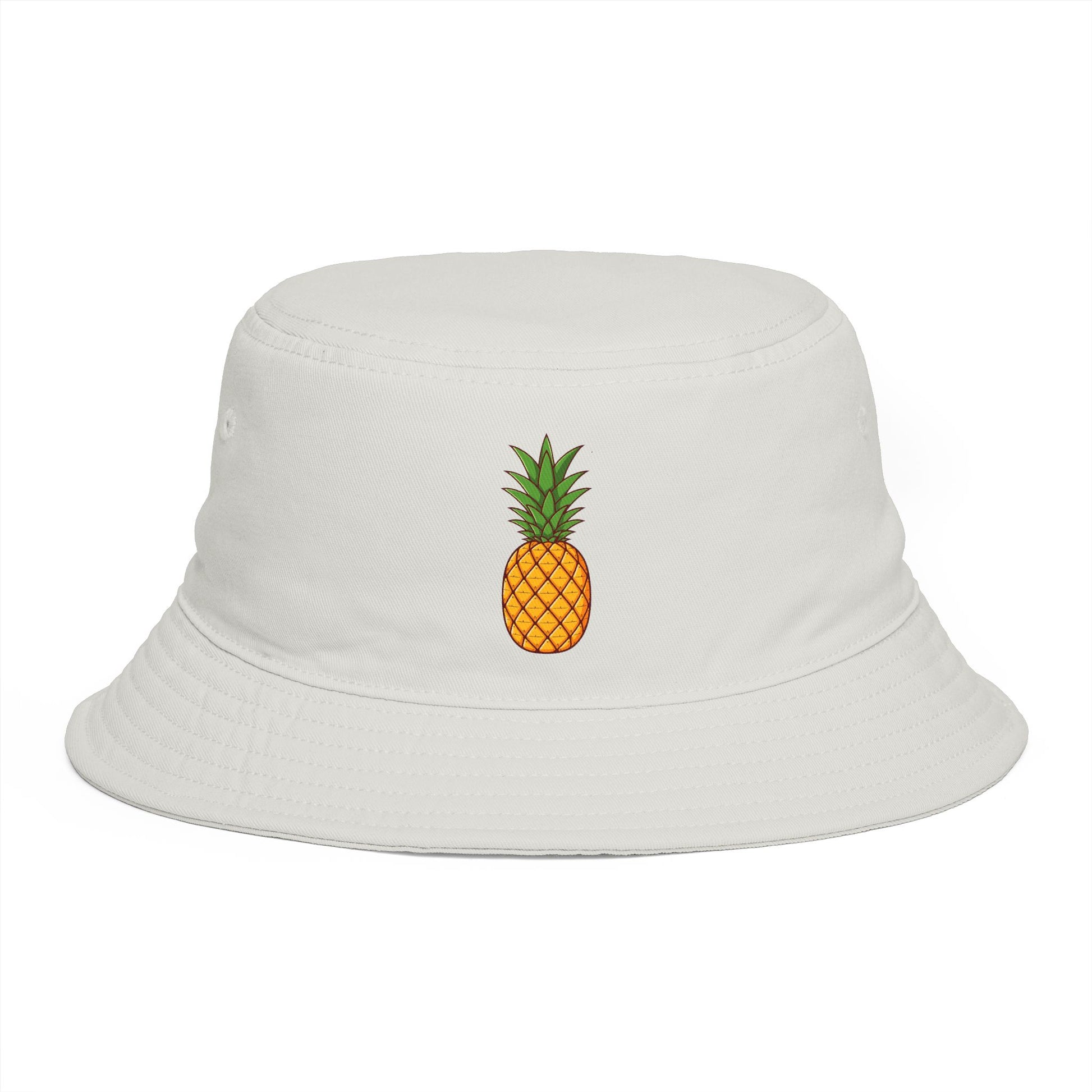 Pineapple Embroidered Bucket Hat — Tropical Summer Sun Hat Hats Printify One size Ecru