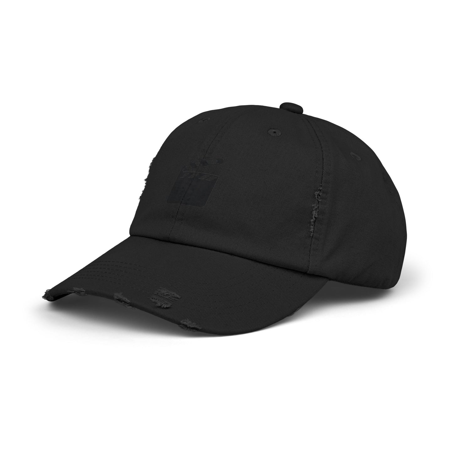 Distressed Black Baseball Cap — Vintage Ripped Dad Hat Hats Printify