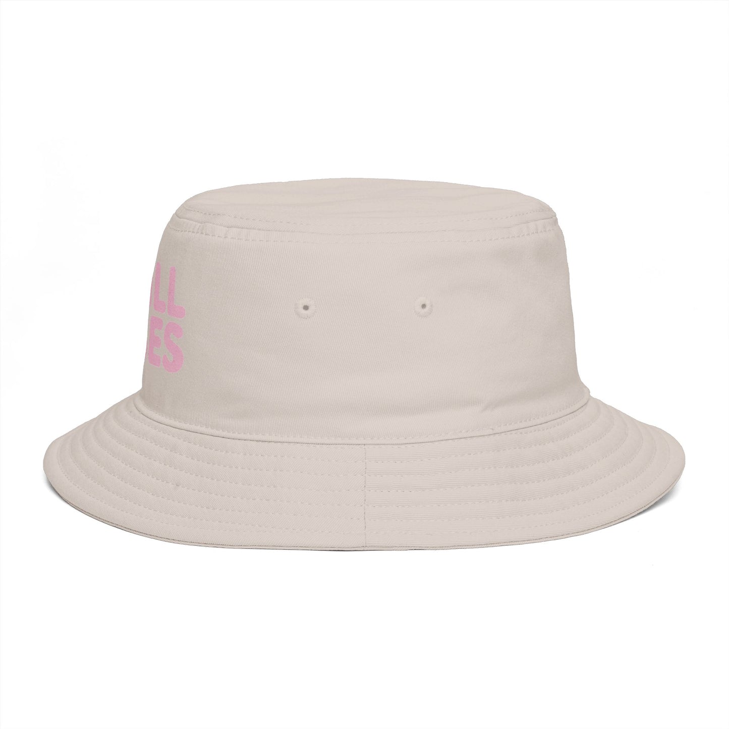 Chill Vibes Bucket Hat — Retro Pink Text Cotton Sun Hat Hats Printify