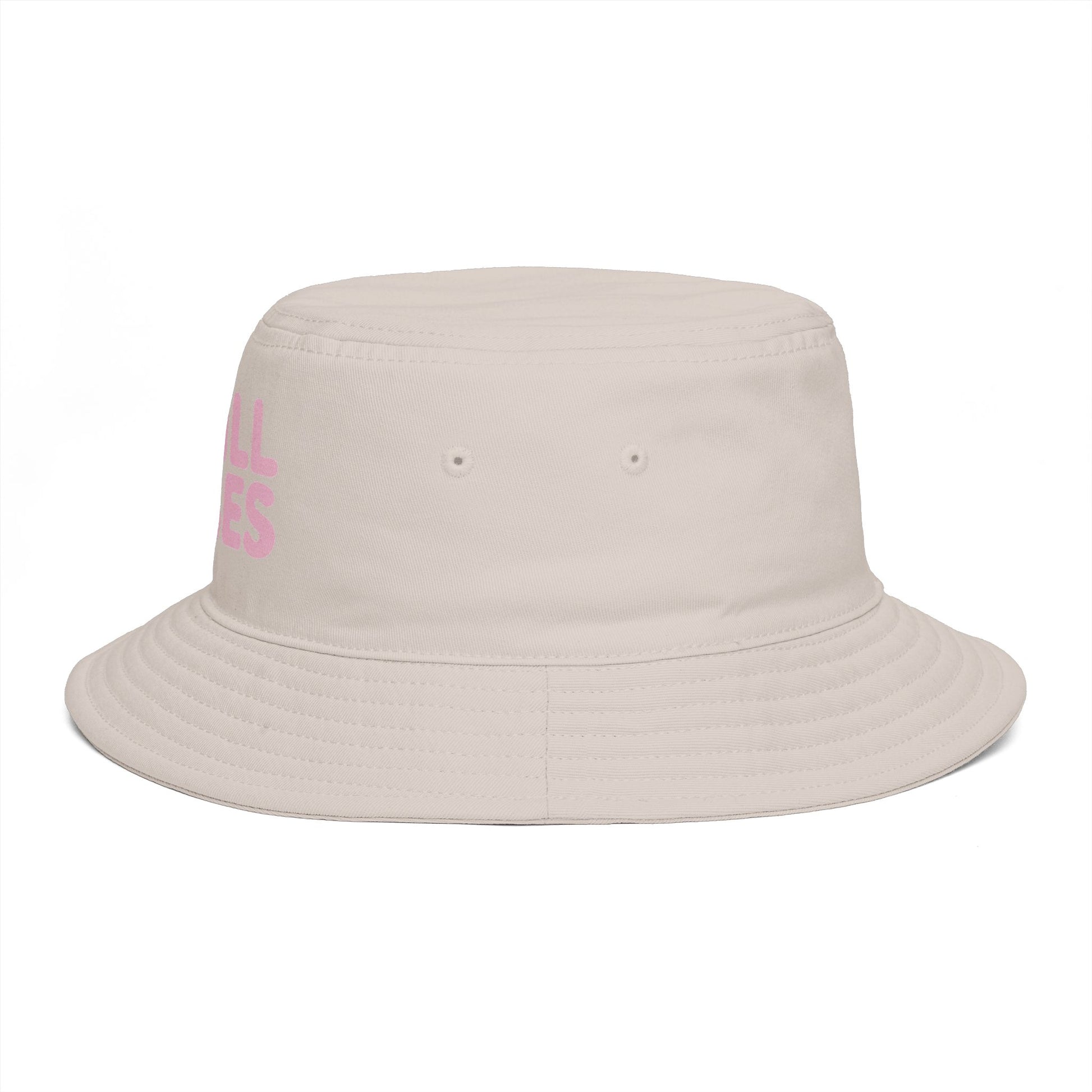 Chill Vibes Bucket Hat — Retro Pink Text Cotton Sun Hat Hats Printify