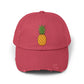 Distressed Pineapple Cap — Retro Embroidered Fruit Hat Hats Printify Dashing Red One size