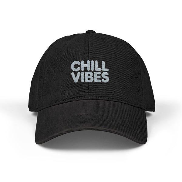 Chill Vibes Embroidered Denim Hat — Casual Relaxed Baseball Cap