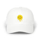 Smiling Melt Dad Cap — Dripping Smiley Embroidered Baseball Hat Hats Printify White One size