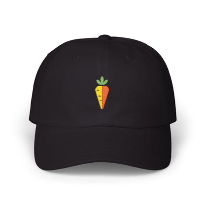Carrot Embroidered Dad Cap — Minimal Vegetable Baseball Hat Hats Printify Black One size