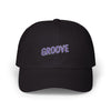 Groove Embroidered Dad Cap – Retro Purple 90s Vibe Adjustable Hat Hats Printify Black One size