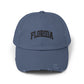 Distressed 'Florida' Baseball Cap — Vintage Black Dad Hat Hats Printify Scotland Blue One size
