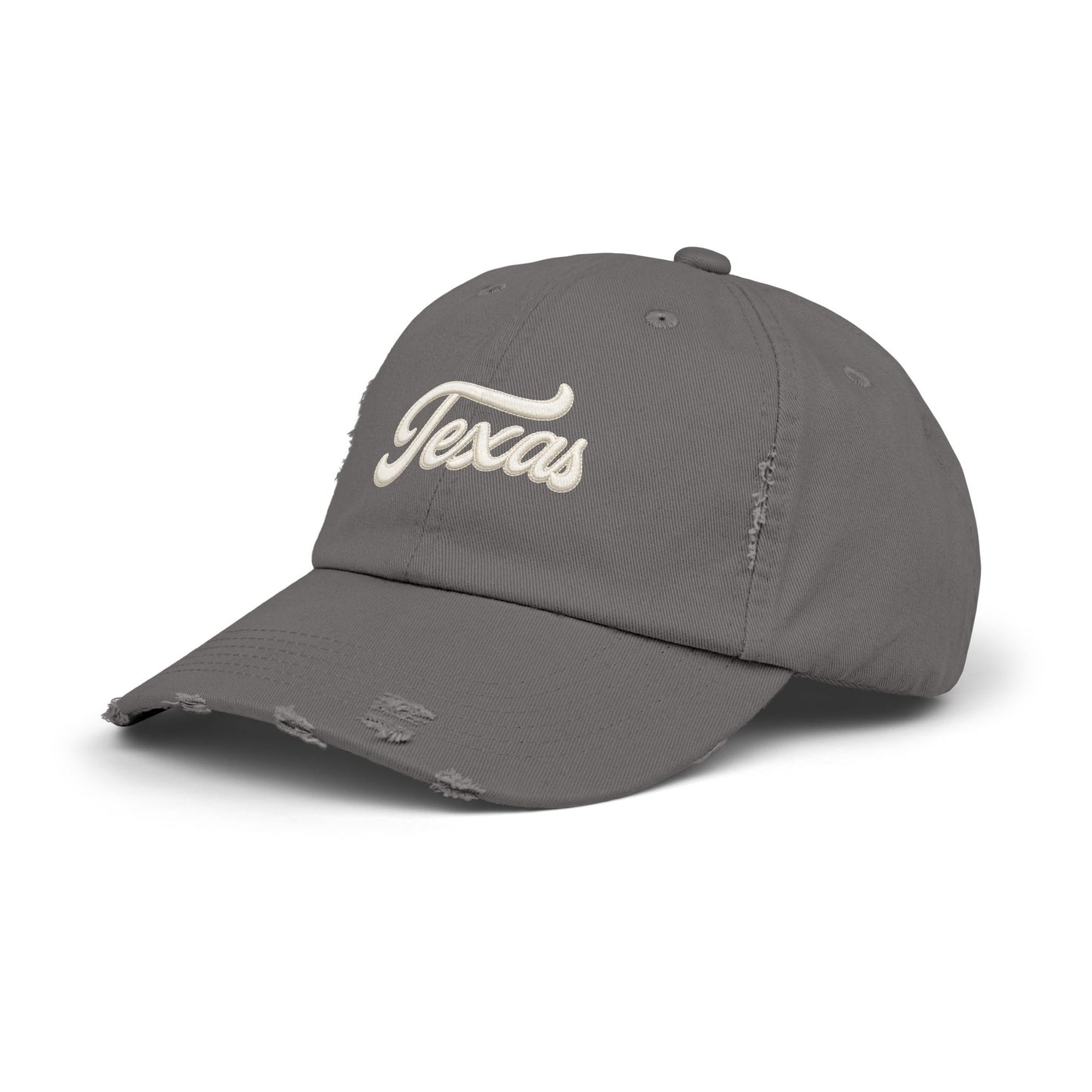 Texas Distressed Baseball Cap — Vintage Script Embroidered Hat