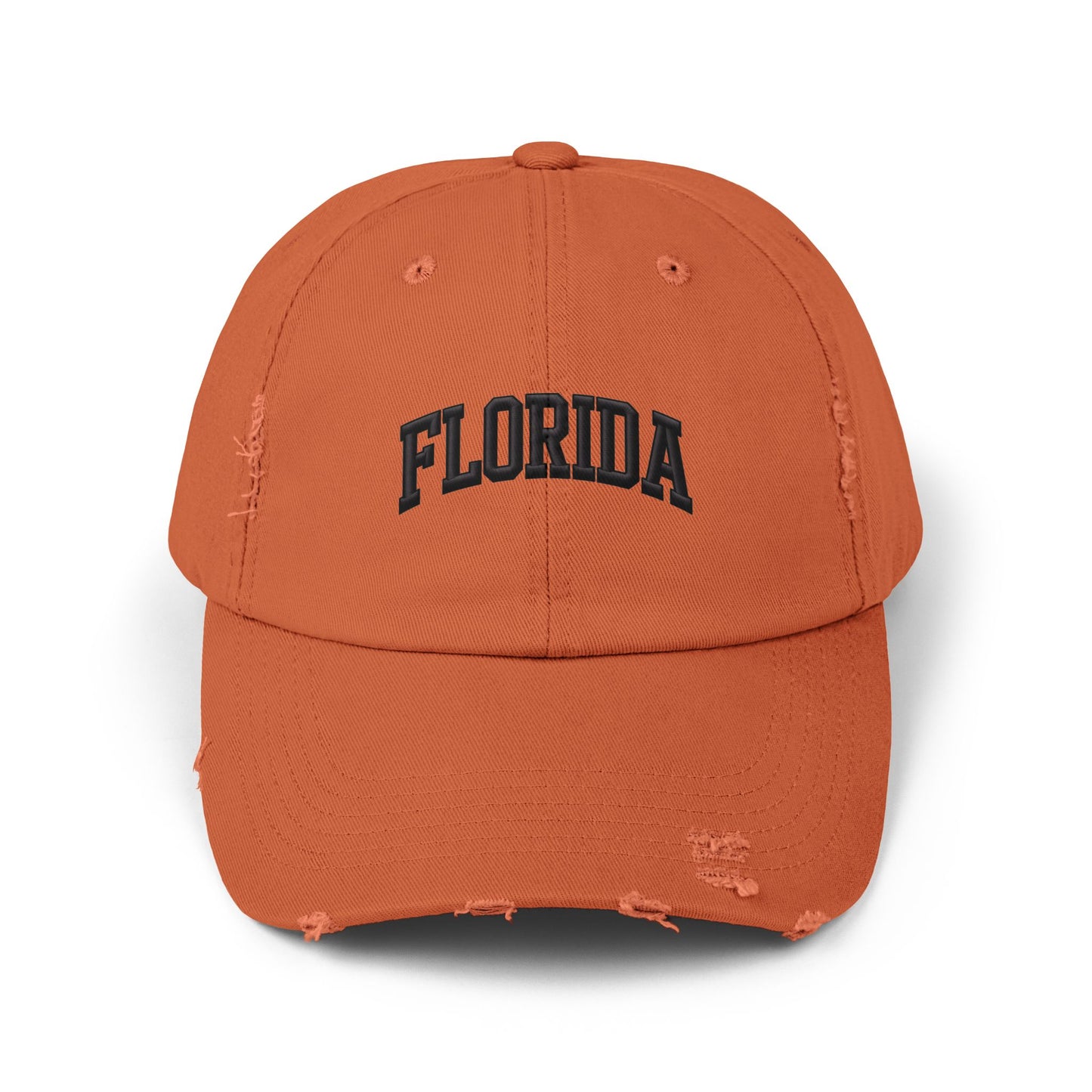 Distressed 'Florida' Baseball Cap — Vintage Black Dad Hat Hats Printify Burnt Orange One size